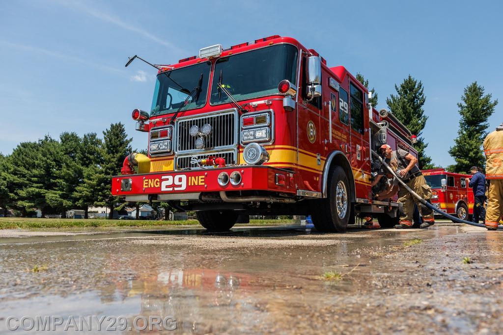 FF/ Driver Vernon Grove operating the pump of Engine 29 @ Dumpster Fire in Conewago Twp.